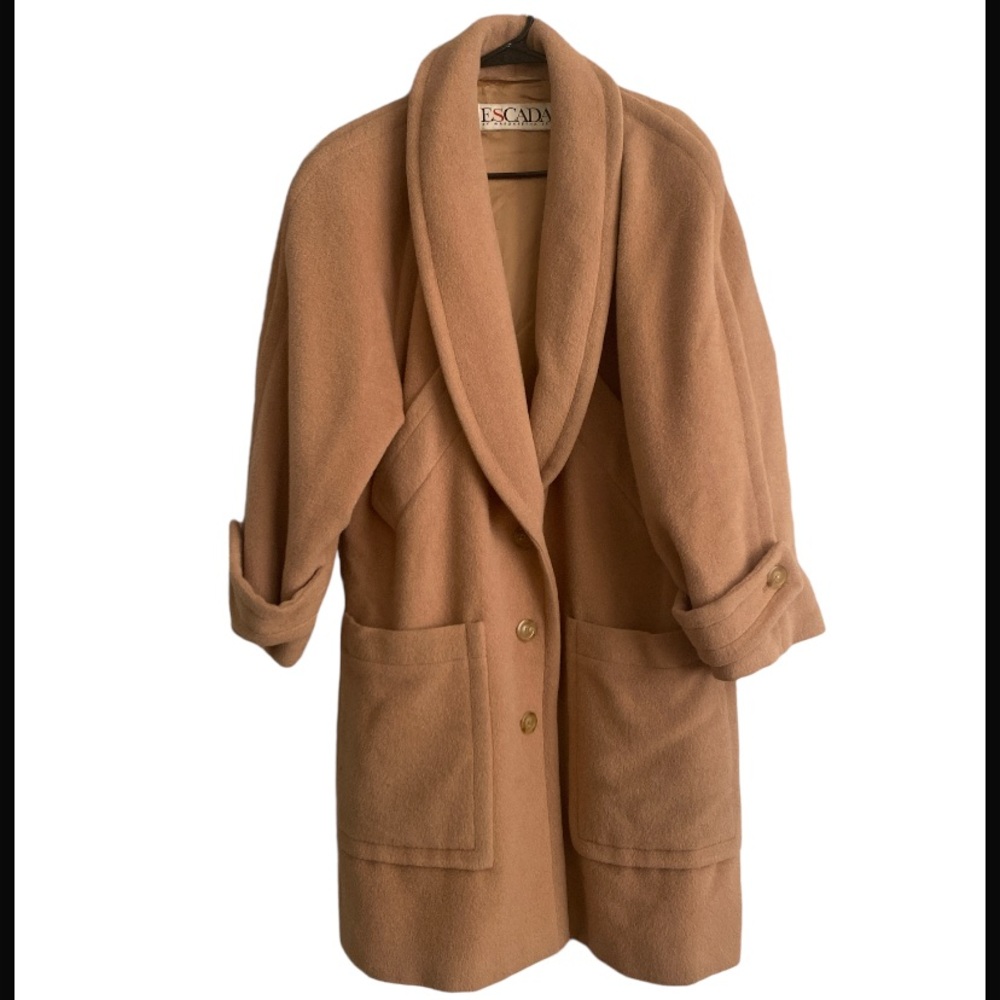 Escada by Margaretha Ley Camel/Tan Wool/Alpaka Pea Coat